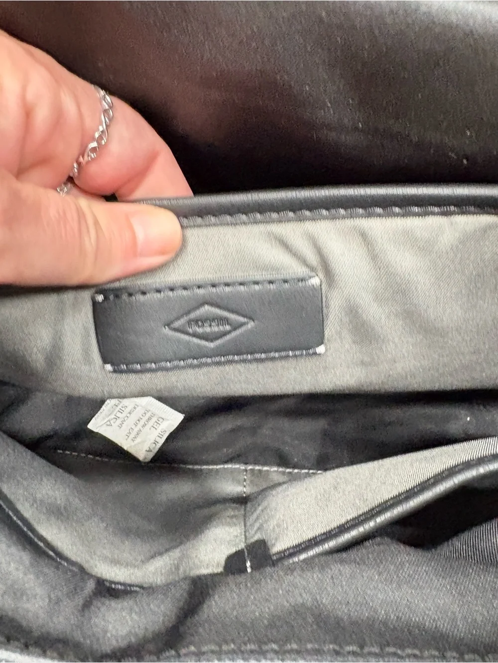 New Fossil Olive Canvas Graham Messenger Bag with Dark Leather Brown Trim